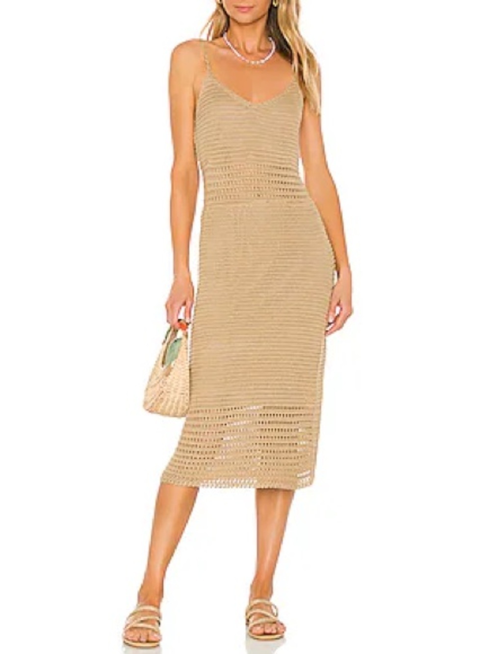 REVOLVE Line and Dot Isabel Crochet Dress in Sand